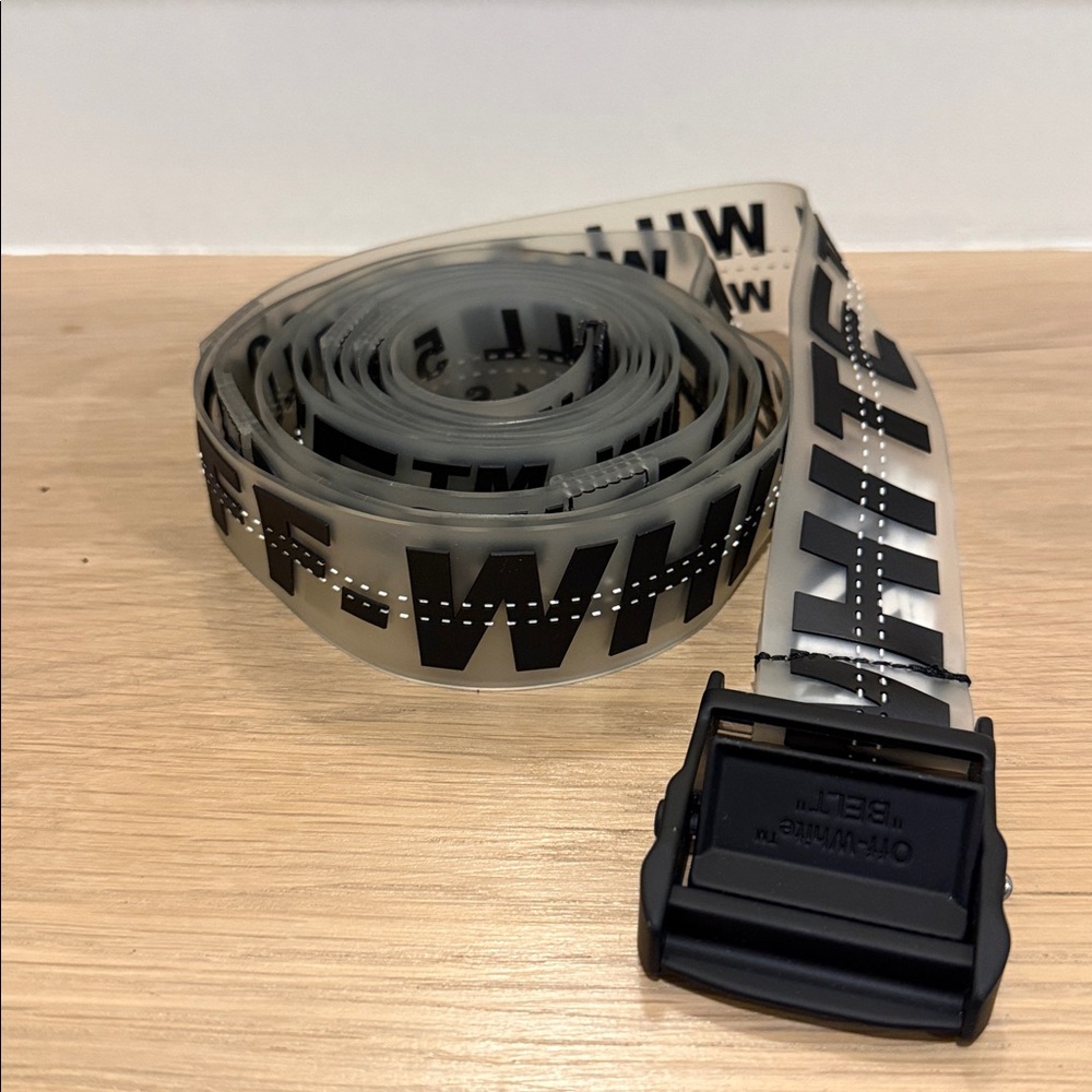 Off-White Transparent Belt with Black Accents